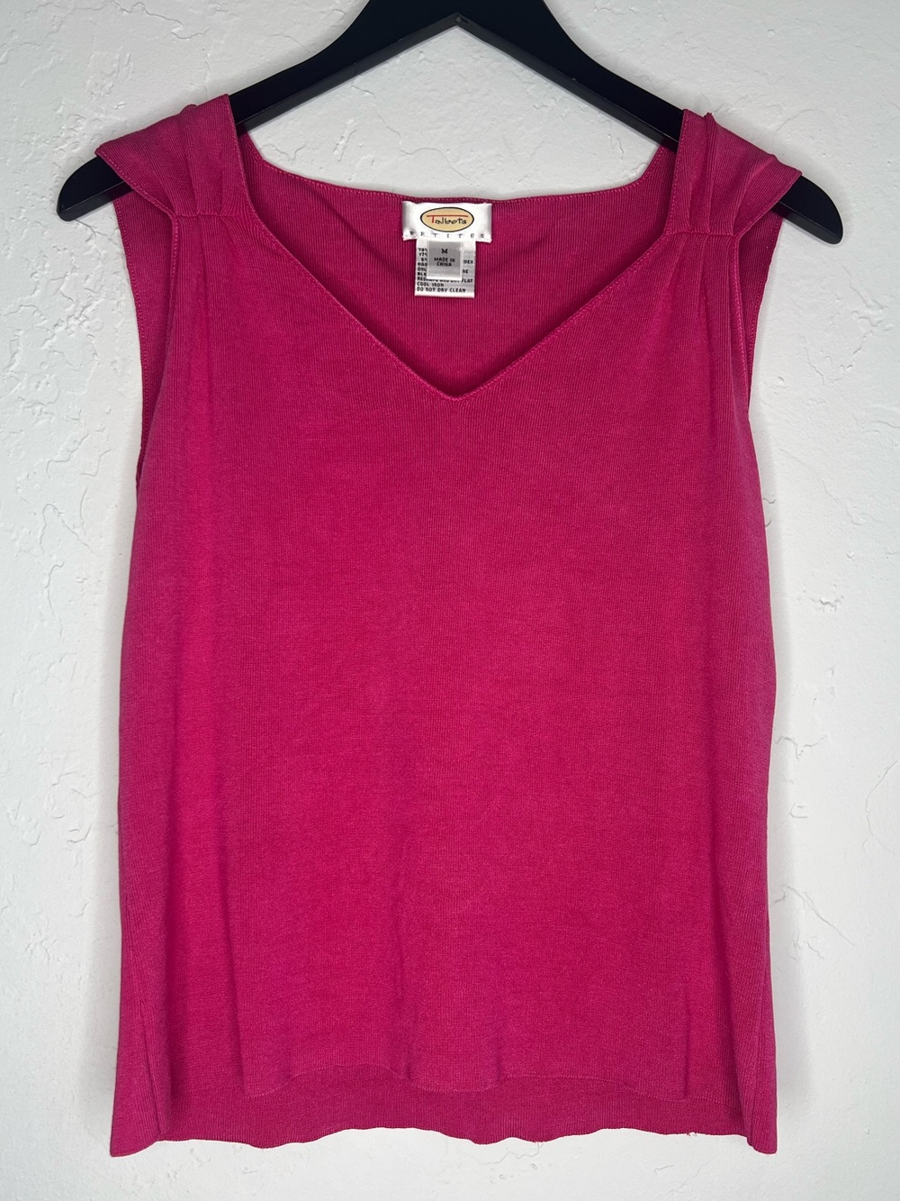 Vintage 90s Pink Silk Blend Knit Tank Top Minimalist V Neck Quiet Luxury Medium